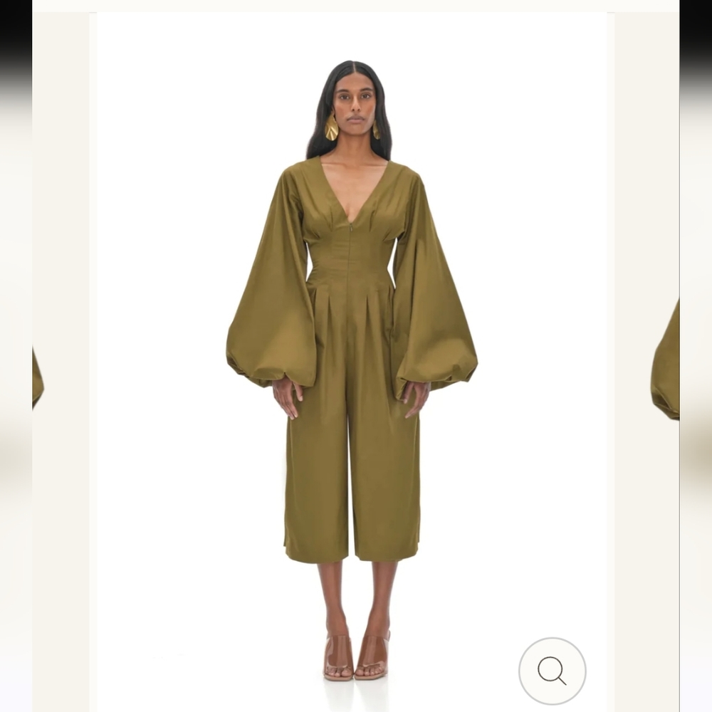 ANDREA IYAMAH NIA CULOTTE olive jumpsuit - Picture 2 of 8